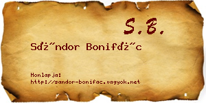 Sándor Bonifác névjegykártya